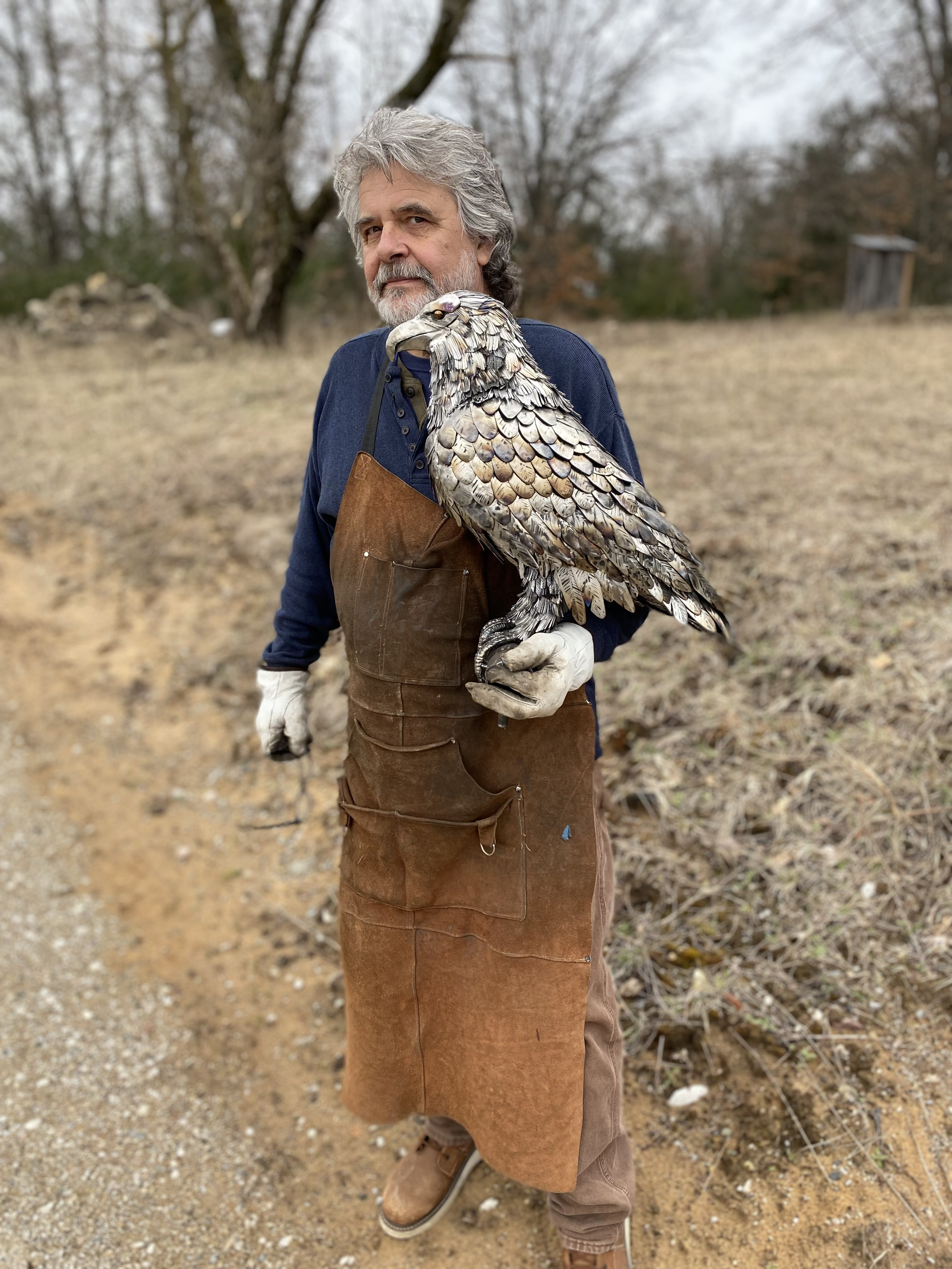 joe with metal eagle